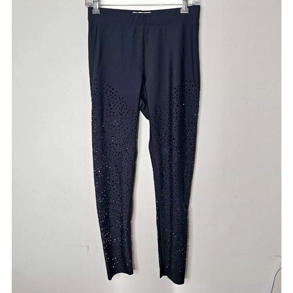 Willow Jet Black Laser Cut Design High Waist Stretch Legging Pants Medium